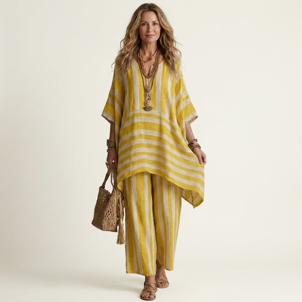 KIARA | Two-piece set with wide-leg striped pants