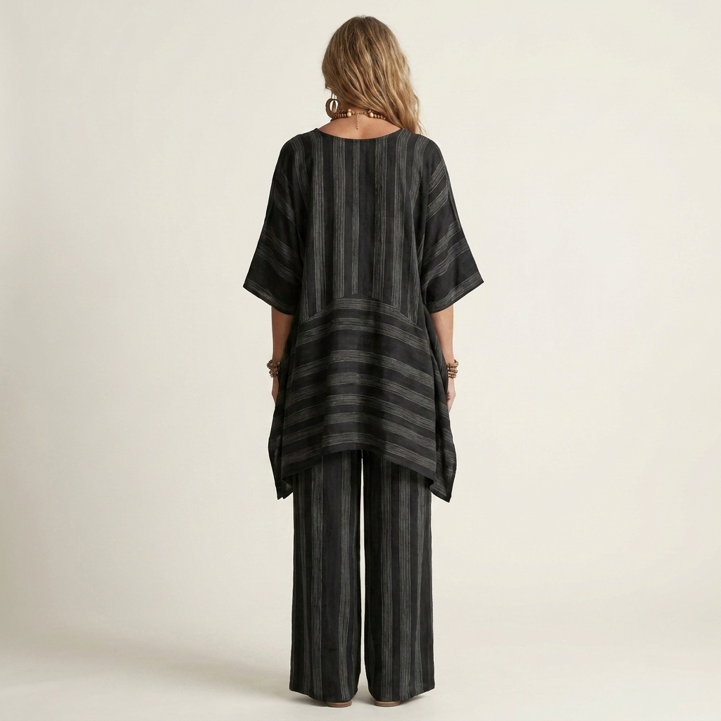 KIARA | Two-piece set with wide-leg striped pants