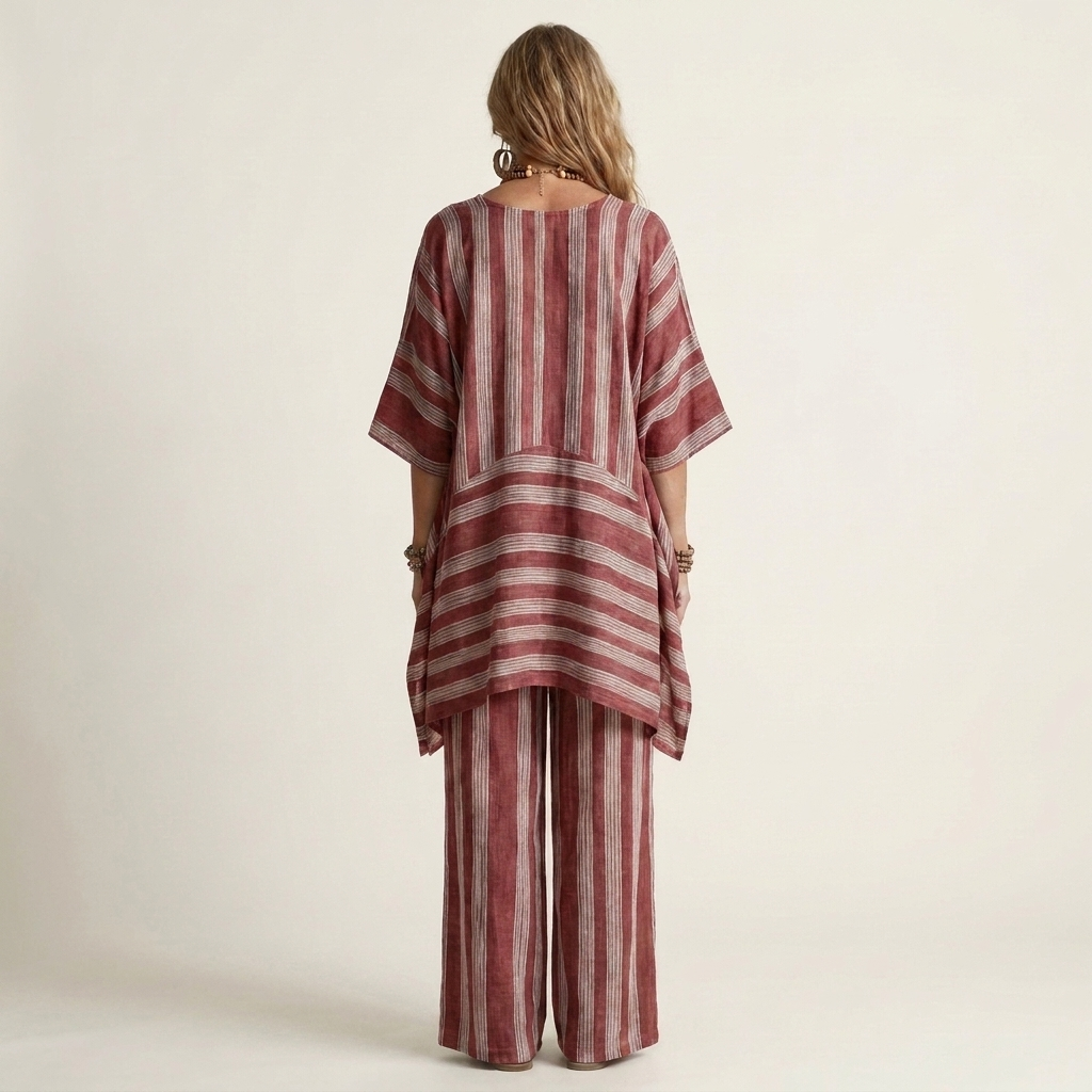 KIARA | Two-piece set with wide-leg striped pants