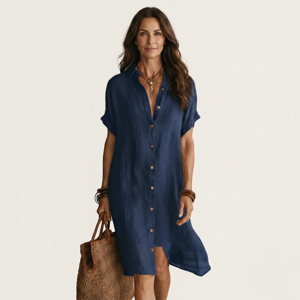 NIDALIE | Midi shirt dress with rolled cuffs