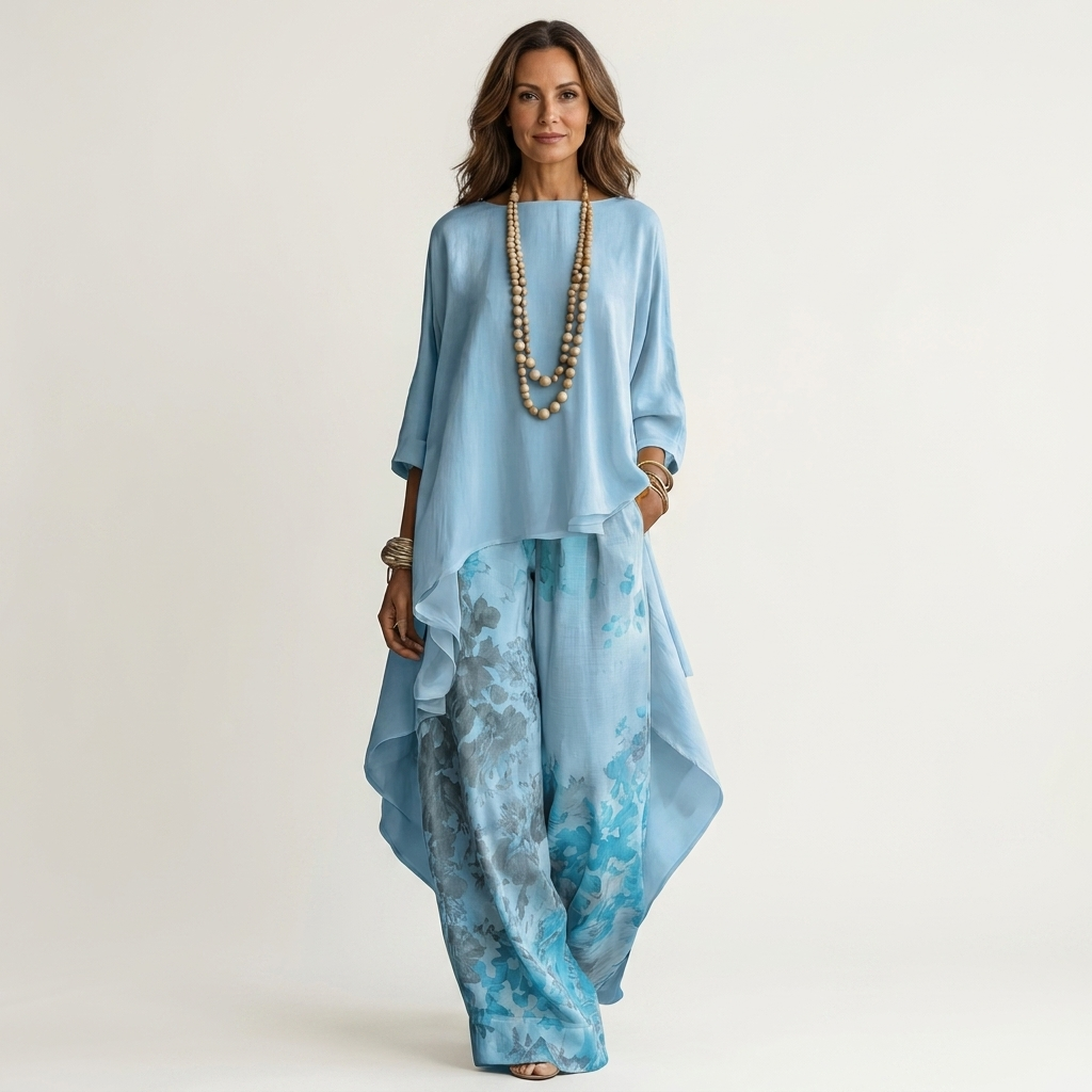 CARIOLA | Set with printed wide-leg trousers