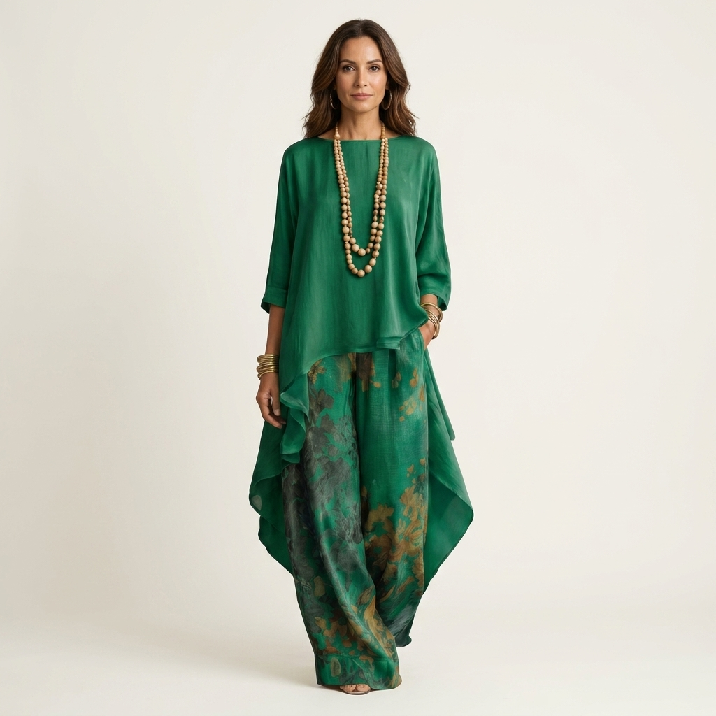 CARIOLA | Set with printed wide-leg trousers