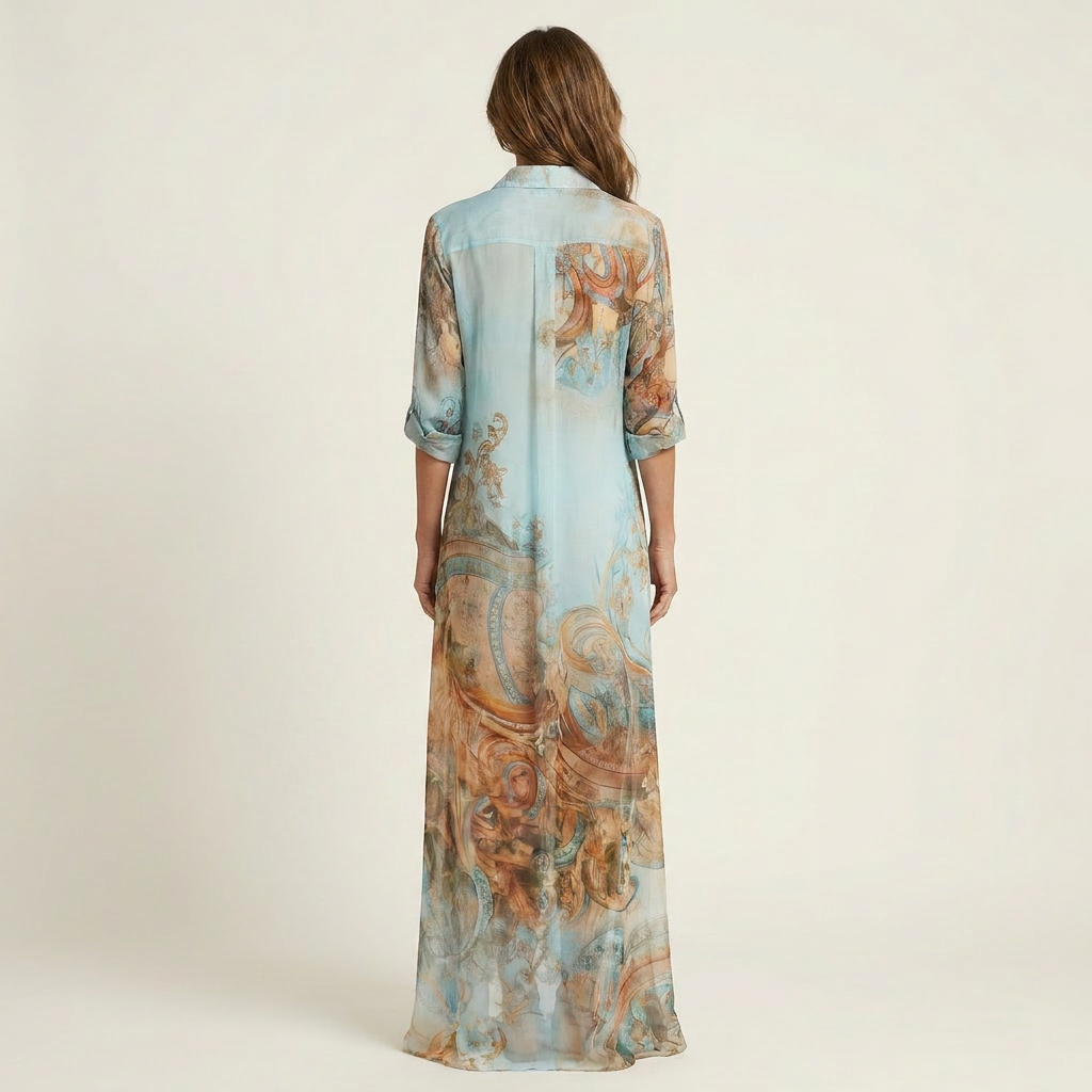 LANIE | Maxi shirt dress with baroque print