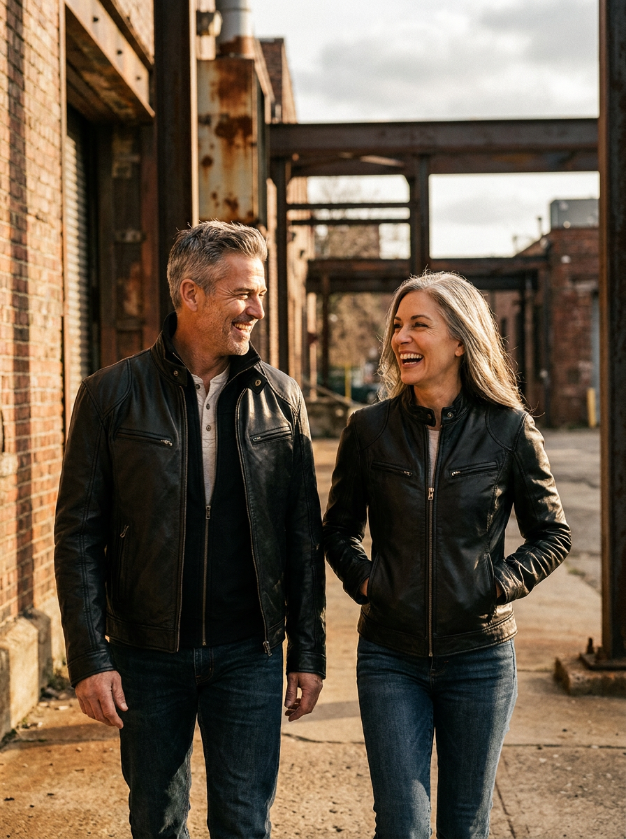 BLAKE | Leather jacket with relaxed fit