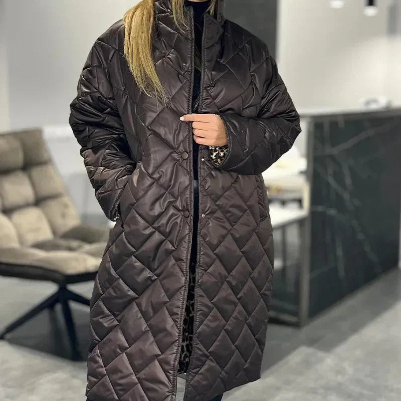 BRIAR | Long coat with diamond quilting