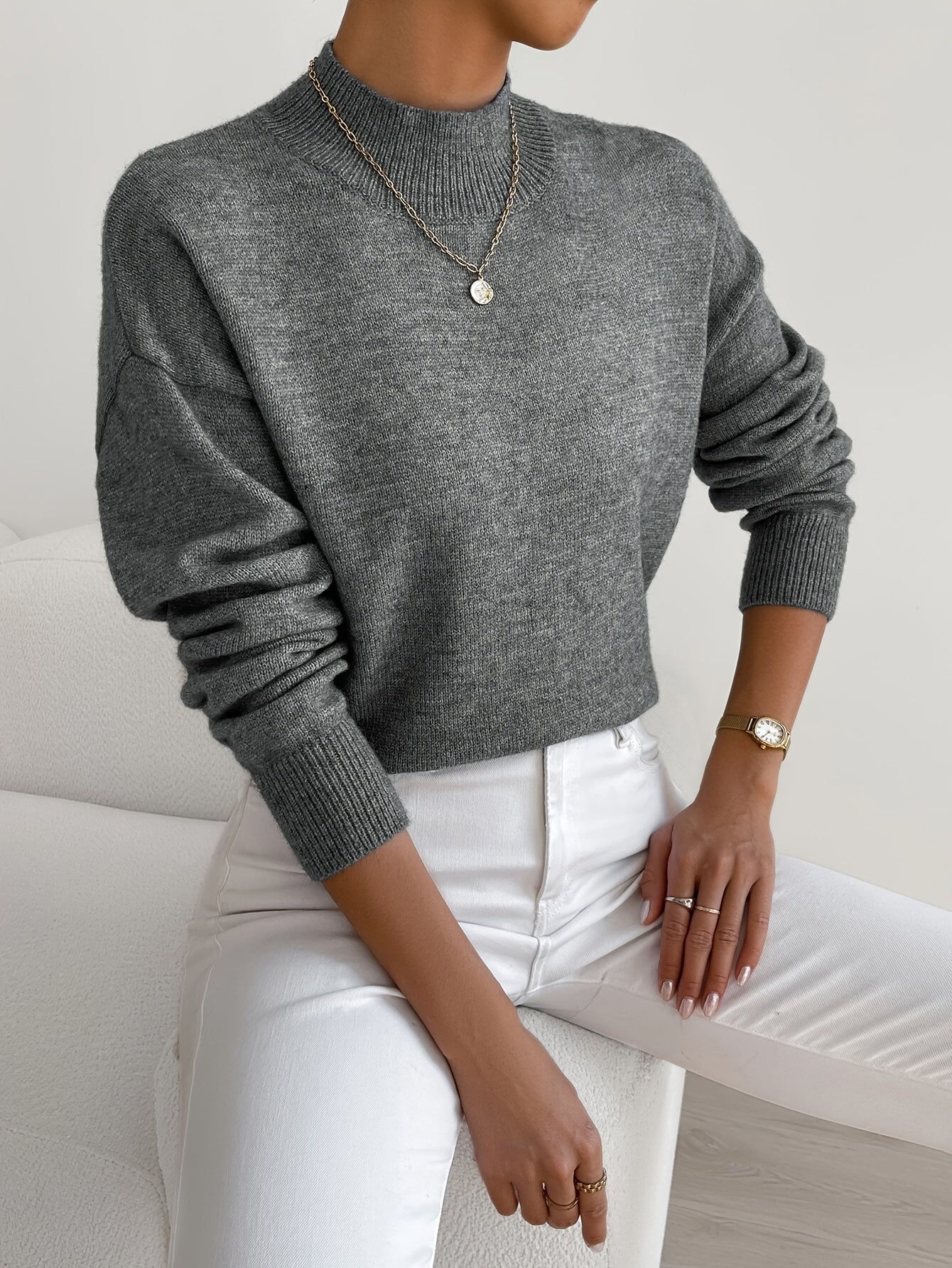 ELEANOR | Polo neck jumper with ribbed cuffs