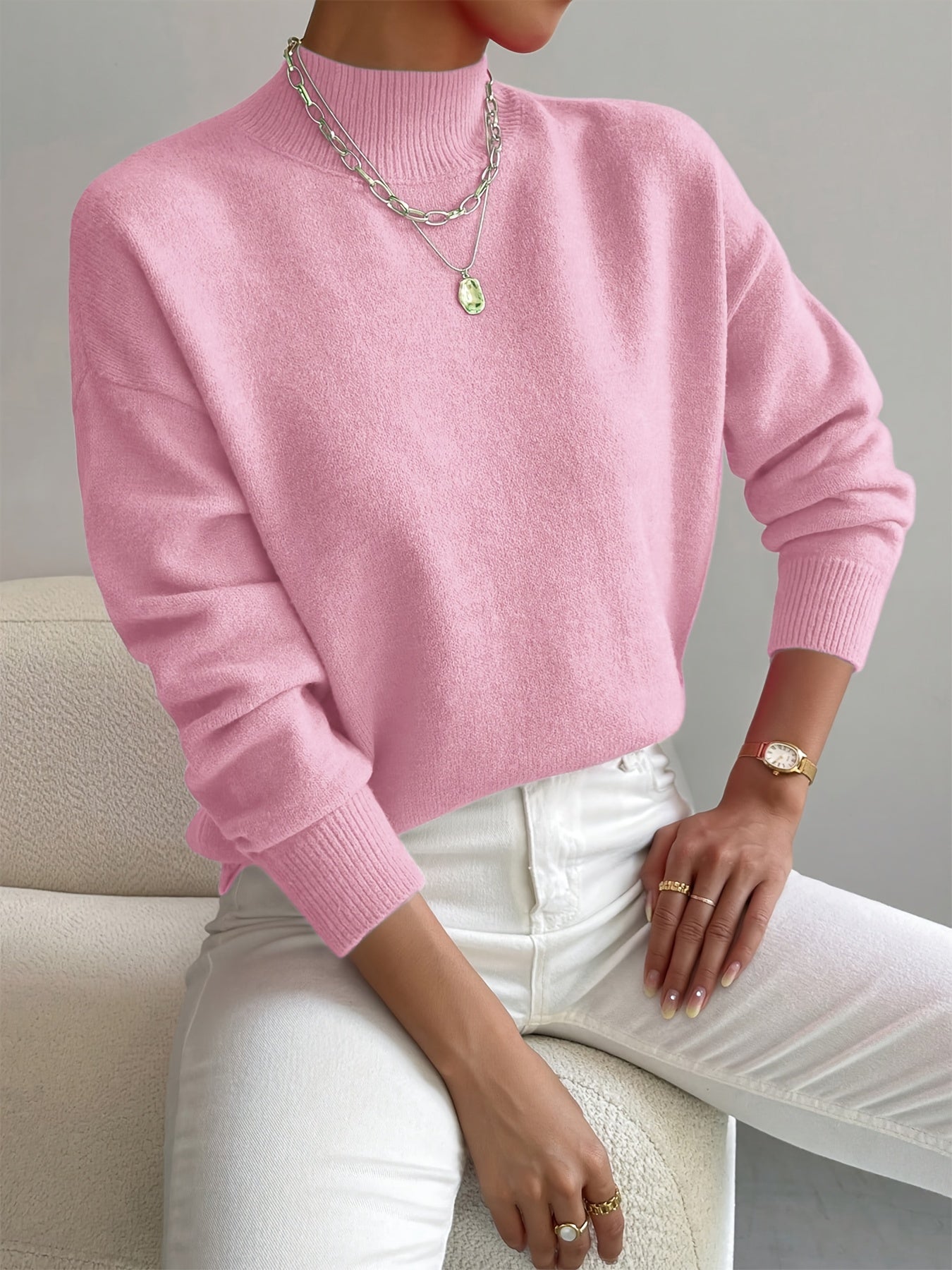 ELEANOR | Polo neck jumper with ribbed cuffs