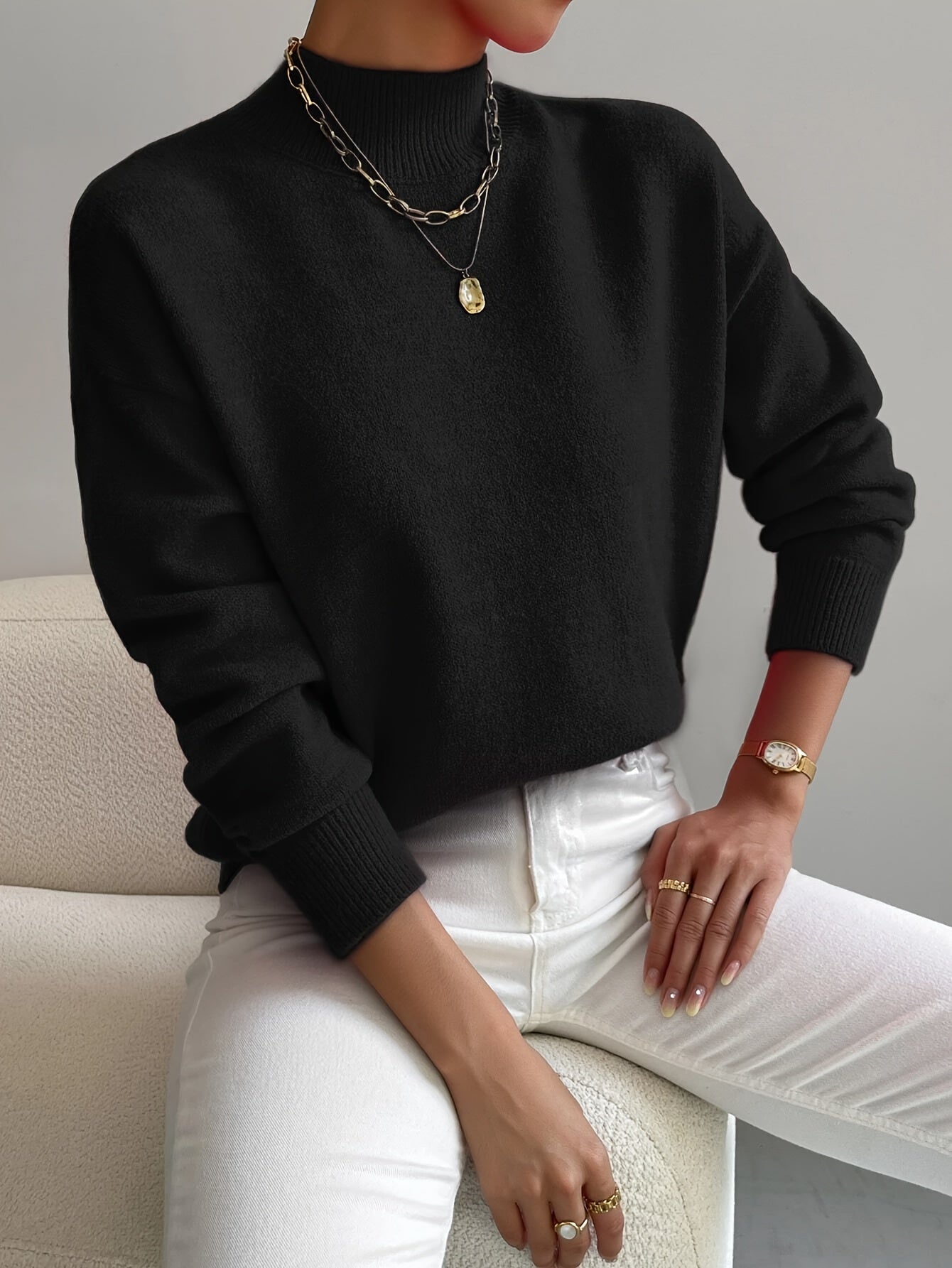 ELEANOR | Polo neck jumper with ribbed cuffs