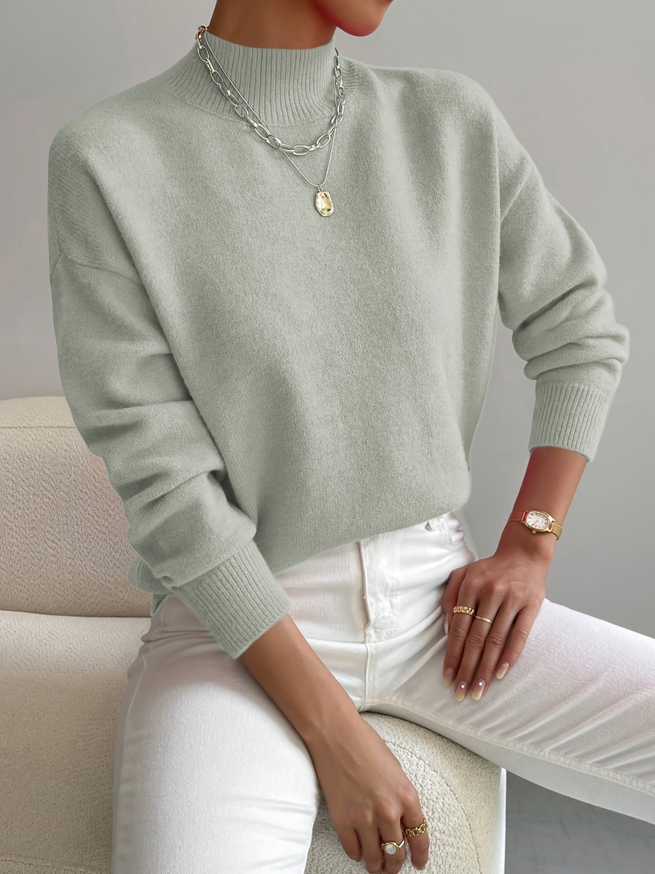 ELEANOR | Polo neck jumper with ribbed cuffs