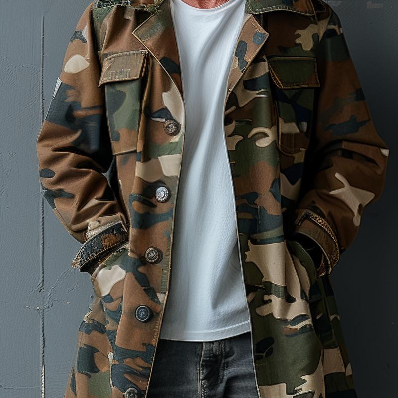 RONAN | Trench coat with camouflage print