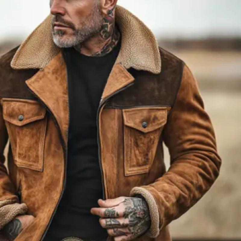 ASHER | Mid-length coat with suede panels