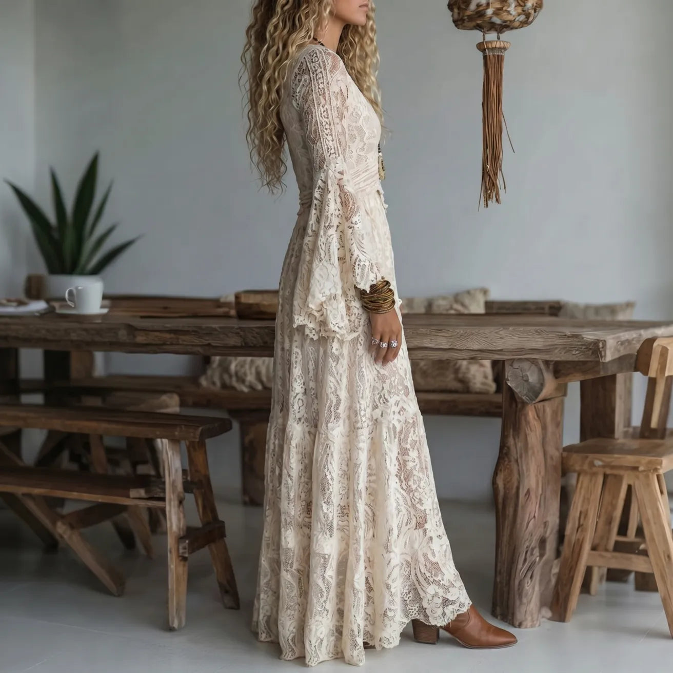 NOELENE | Maxi dress with flared sleeves
