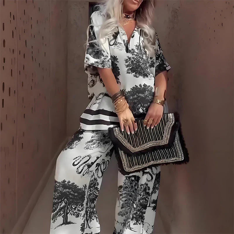 TASHA | Set with wide-leg printed pants