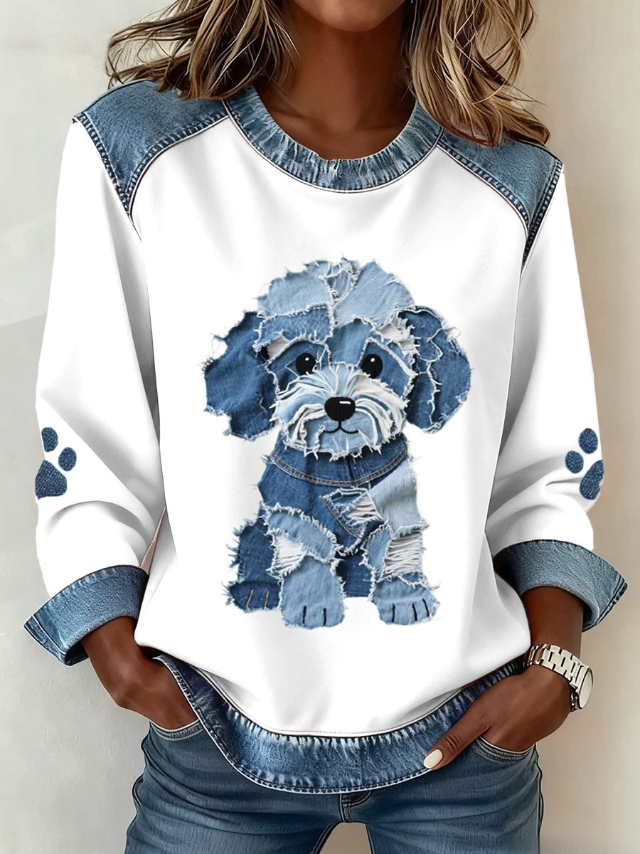 BILLIE | Sweatshirt with patchwork denim print